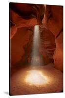 Navajo Nation, Shaft of Light and Eroded Sandstone in Antelope Canyon-David Wall-Stretched Canvas