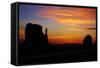 Navajo Nation, Sunrise over West and East Mitten, Monument Valley-David Wall-Framed Stretched Canvas