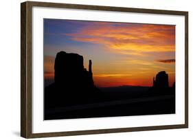 Navajo Nation, Sunrise over West and East Mitten, Monument Valley-David Wall-Framed Photographic Print