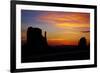 Navajo Nation, Sunrise over West and East Mitten, Monument Valley-David Wall-Framed Photographic Print