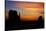 Navajo Nation, Sunrise over West and East Mitten, Monument Valley-David Wall-Stretched Canvas