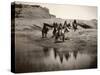 Navajo On Horseback, C1904-Edward S^ Curtis-Stretched Canvas