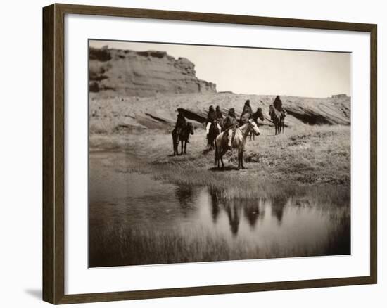 Navajo On Horseback, C1904-Edward S^ Curtis-Framed Photographic Print