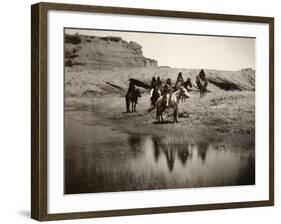 Navajo On Horseback, C1904-Edward S^ Curtis-Framed Photographic Print