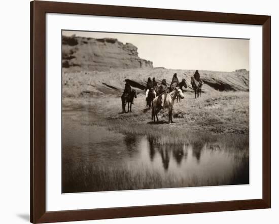 Navajo On Horseback, C1904-Edward S^ Curtis-Framed Photographic Print