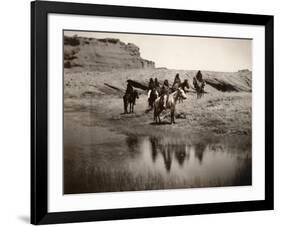 Navajo On Horseback, C1904-Edward S^ Curtis-Framed Photographic Print