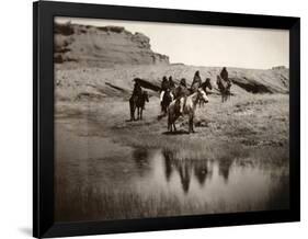 Navajo On Horseback, C1904-Edward S^ Curtis-Framed Photographic Print