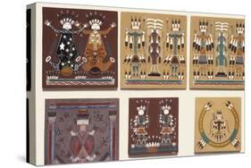 Navajo Sand Paintings on Tiles Displayed for Sale at the Intertribal Indian Ceremonial in Gallup-null-Stretched Canvas