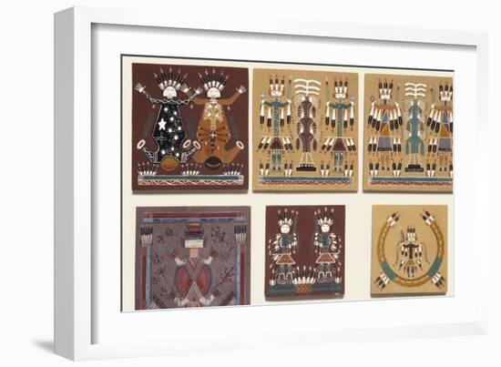 Navajo Sand Paintings on Tiles Displayed for Sale at the Intertribal Indian Ceremonial in Gallup-null-Framed Giclee Print