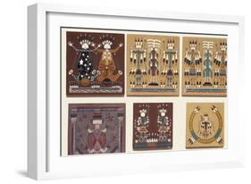 Navajo Sand Paintings on Tiles Displayed for Sale at the Intertribal Indian Ceremonial in Gallup-null-Framed Giclee Print