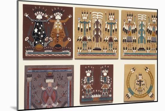 Navajo Sand Paintings on Tiles Displayed for Sale at the Intertribal Indian Ceremonial in Gallup-null-Mounted Giclee Print