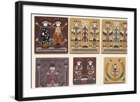 Navajo Sand Paintings on Tiles Displayed for Sale at the Intertribal Indian Ceremonial in Gallup-null-Framed Giclee Print