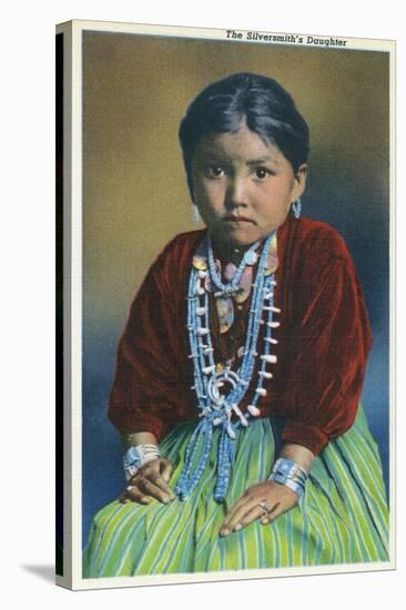 Navajo Silversmith's Daughter-Lantern Press-Stretched Canvas