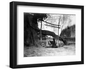 Navajo Weaver, C1905-Edward S^ Curtis-Framed Photographic Print