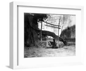 Navajo Weaver, C1905-Edward S^ Curtis-Framed Photographic Print