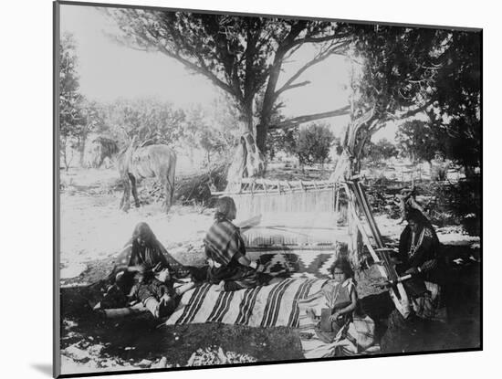 Navajo Weavers in Arizona Photograph - Keam's Canyon, AZ-Lantern Press-Mounted Art Print