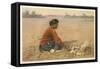 Navajo Woman Baking Bread-null-Framed Stretched Canvas