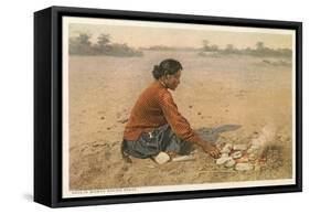 Navajo Woman Baking Bread-null-Framed Stretched Canvas