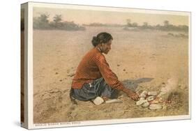 Navajo Woman Baking Bread-null-Stretched Canvas