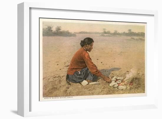 Navajo Woman Baking Bread-null-Framed Art Print