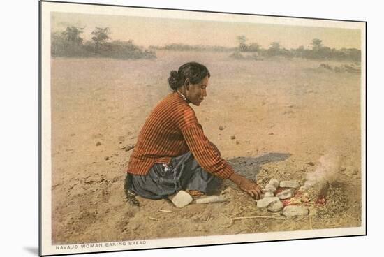 Navajo Woman Baking Bread-null-Mounted Premium Giclee Print