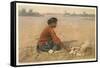 Navajo Woman Baking Bread-null-Framed Stretched Canvas