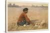 Navajo Woman Baking Bread-null-Stretched Canvas