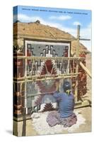 Navajo Woman Weaving Rug, New Mexico-null-Stretched Canvas