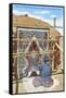 Navajo Woman Weaving Rug, New Mexico-null-Framed Stretched Canvas