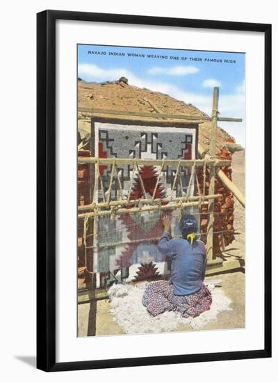 Navajo Woman Weaving Rug, New Mexico-null-Framed Art Print