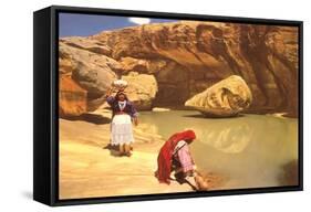 Navajo Women at Pool-null-Framed Stretched Canvas