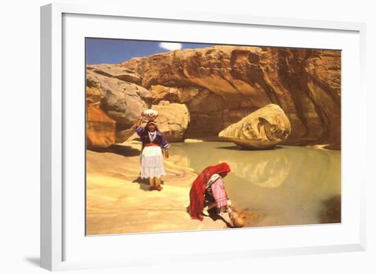 Navajo Women at Pool-null-Framed Art Print