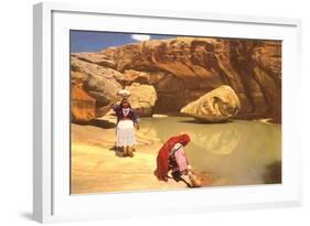 Navajo Women at Pool-null-Framed Art Print