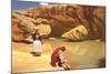 Navajo Women at Pool-null-Mounted Art Print