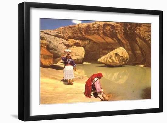 Navajo Women at Pool-null-Framed Art Print