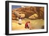 Navajo Women at Pool-null-Framed Art Print