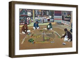 Navajo Yebashi Ceremony, Whirling Log Sand Painting-Lantern Press-Framed Art Print