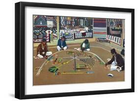 Navajo Yebashi Ceremony, Whirling Log Sand Painting-Lantern Press-Framed Art Print