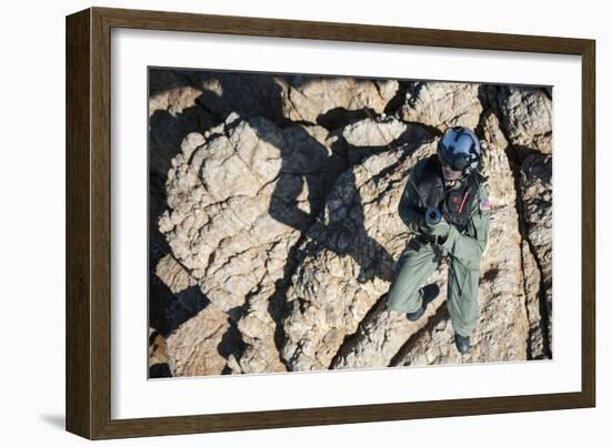 Naval Air Crewmen Is Lowered in a Rescue Hoist from an Mh-60S Sea Hawk-null-Framed Photographic Print