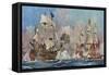 Naval Battle 1704-Charles Dixon-Framed Stretched Canvas