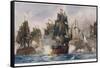 Naval Battle 1782-Charles Dixon-Framed Stretched Canvas