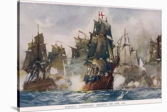 Naval Battle 1782-Charles Dixon-Stretched Canvas