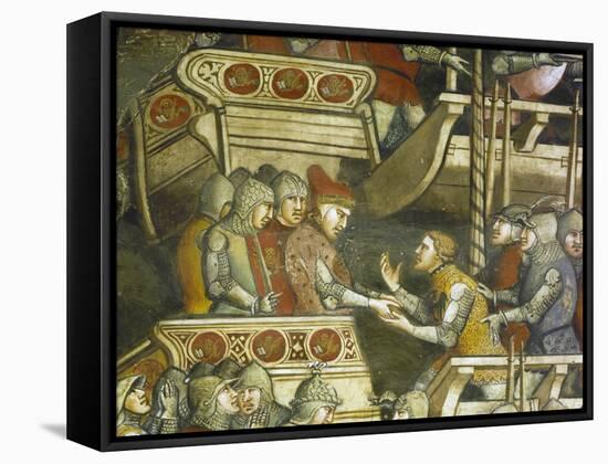 Naval Battle at Punta Di San Salvatore, Scene from Stories of Alexander III, 1407-1408-Spinello Aretino-Framed Stretched Canvas