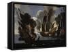 Naval Battle Between British and French Ships in Mediterranean-null-Framed Stretched Canvas