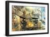 Naval Battle Between Russian and Japanese Fleets, Russo-Japanese War, 1904-5-null-Framed Giclee Print