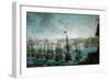 Naval battle between Russian and Swedish Fleet in Baltic Sea-null-Framed Giclee Print