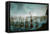 Naval battle between Russian and Swedish Fleet in Baltic Sea-null-Framed Stretched Canvas