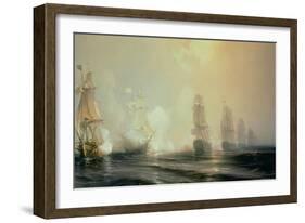 Naval Battle in Chesapeake Bay, 3rd September 1781, 1848-Baron Theodore Gudin-Framed Giclee Print