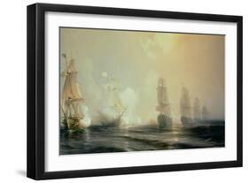 Naval Battle in Chesapeake Bay, 3rd September 1781, 1848-Baron Theodore Gudin-Framed Giclee Print