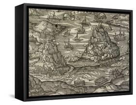 Naval Battle Near Le Pignon Island-Andre Thevet-Framed Stretched Canvas